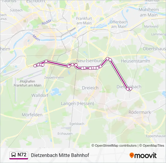 N72 Bus Line Map