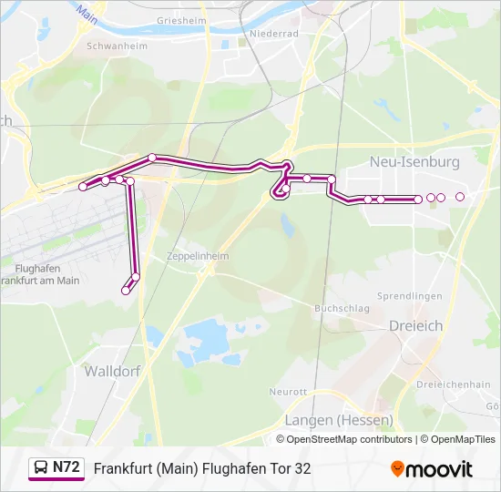 N72 Bus Line Map