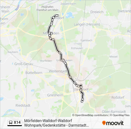 X14 Bus Line Map