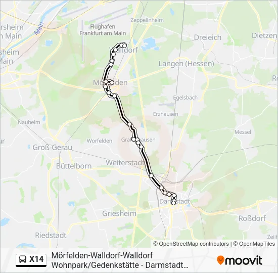 X14 Bus Line Map