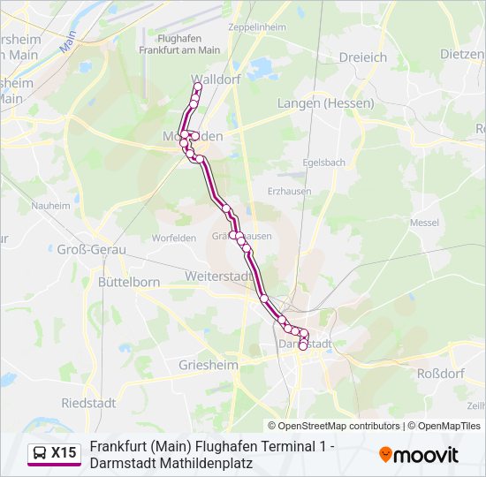 X15 Bus Line Map