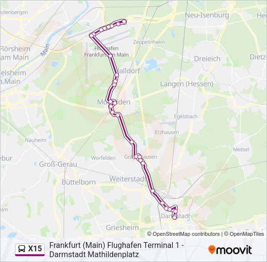 X15 Bus Line Map