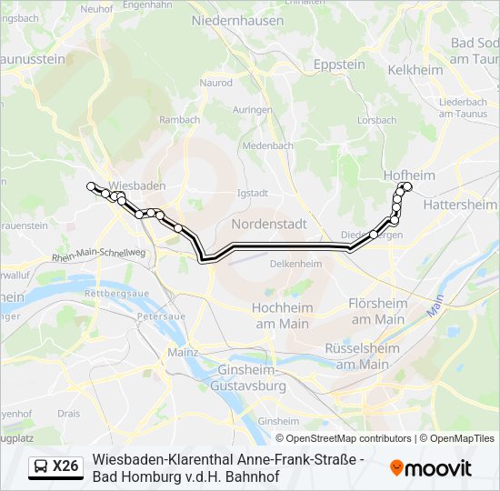 X26 Bus Line Map