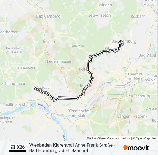 X26 Bus Line Map