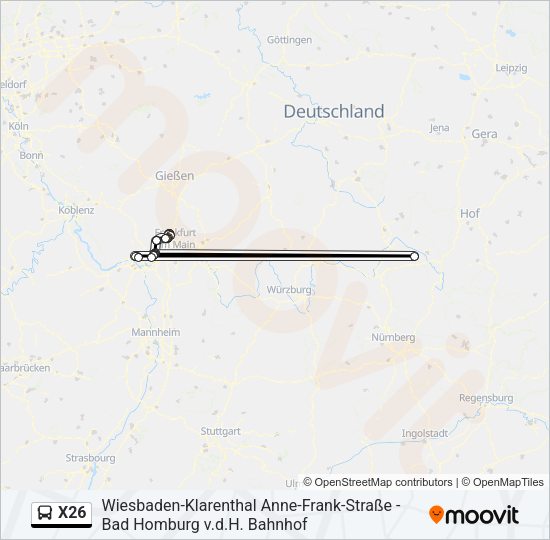 X26 Bus Line Map