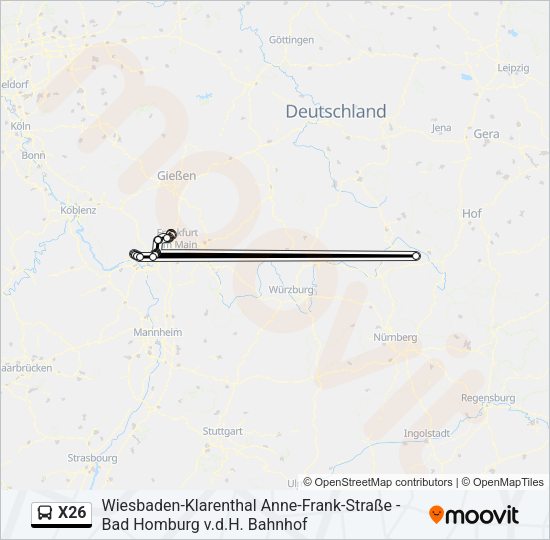 X26 Bus Line Map