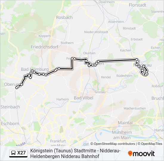 X27 Bus Line Map
