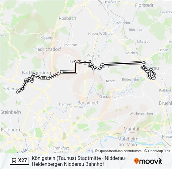 X27 Bus Line Map