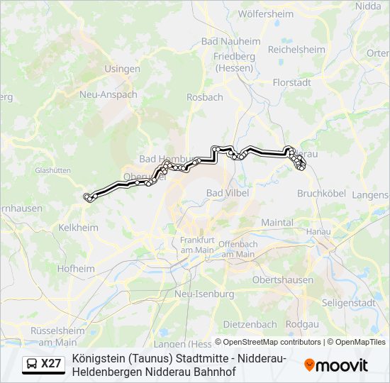 X27 Bus Line Map