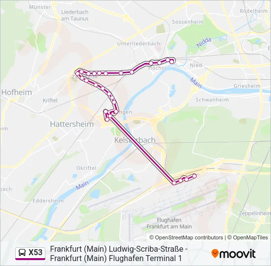 X53 Bus Line Map