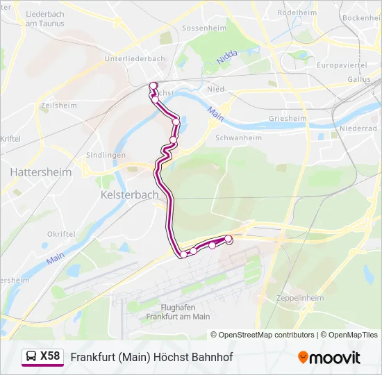 X58 Bus Line Map