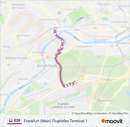 X58 Bus Line Map