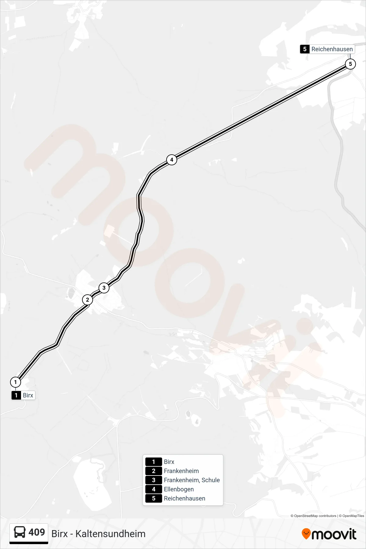 409 bus Line (Reichenhausen) route and stops on a map