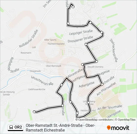 OR2 Автобус Line Map