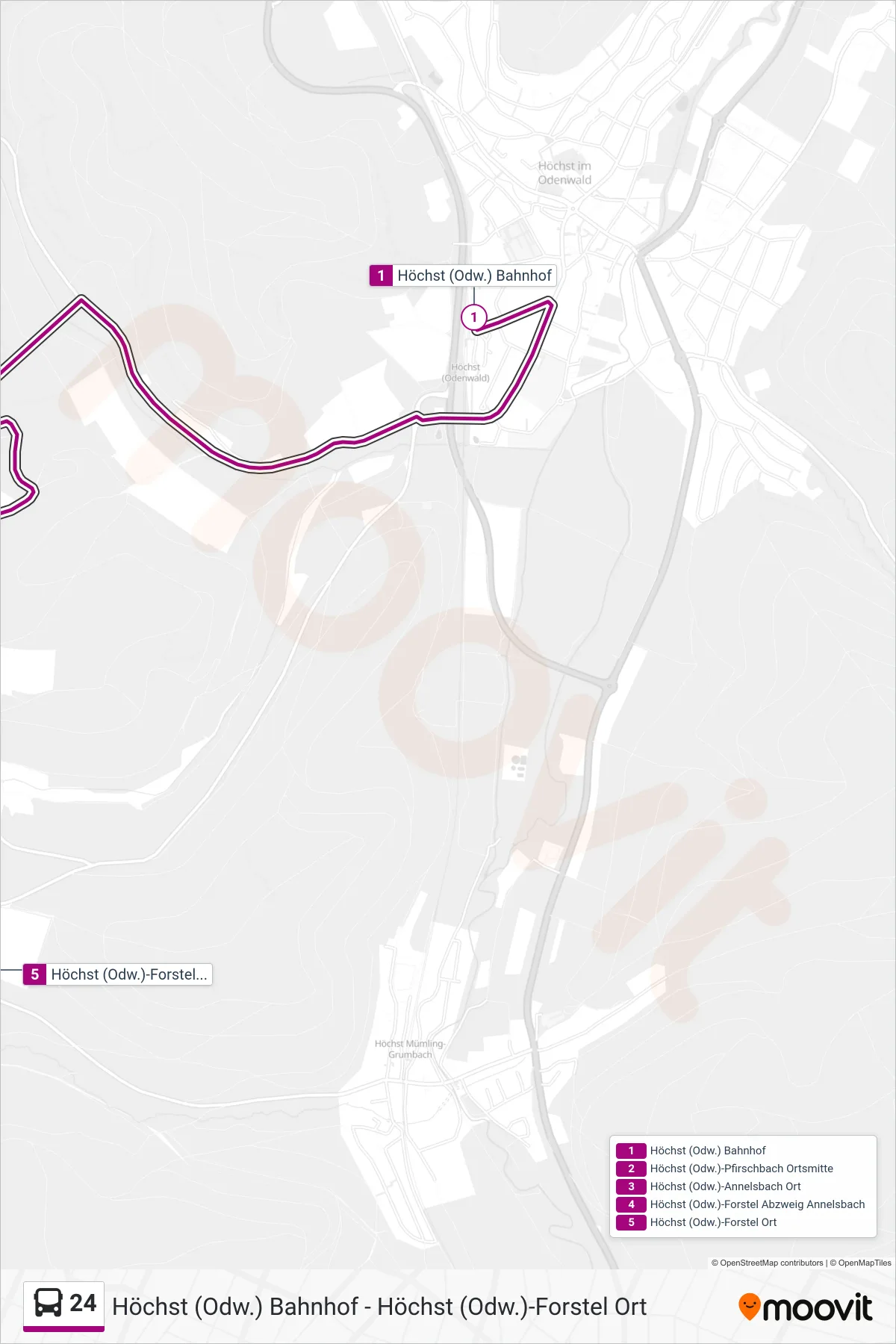 Linie 24 (Bus) Richtung Forstel: Route und Haltestellen auf der Karte