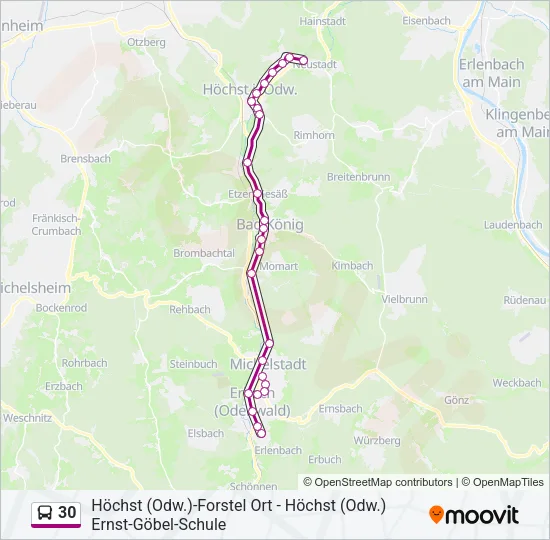 30 Bus Line Map