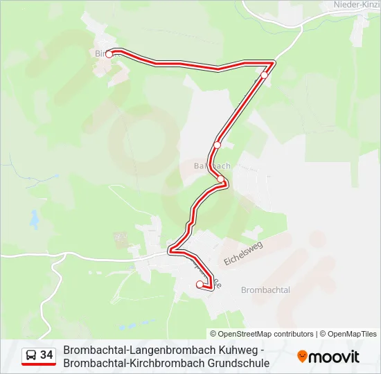 34 Bus Line Map