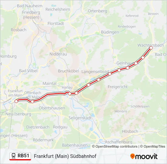 Bahnlinie RB51 Karte