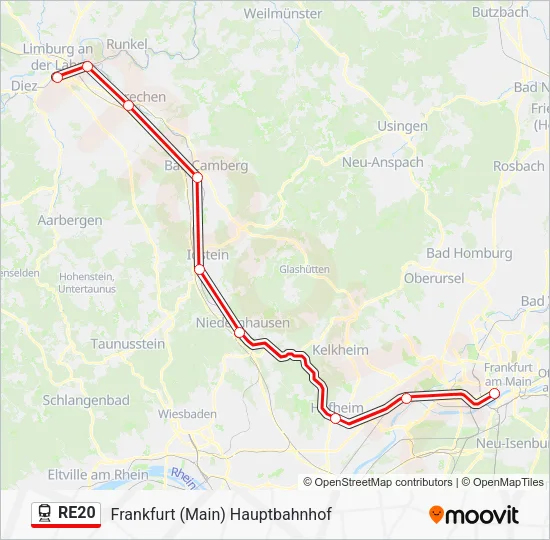 RE20 Train Line Map