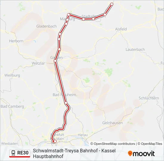 RE30 Train Line Map