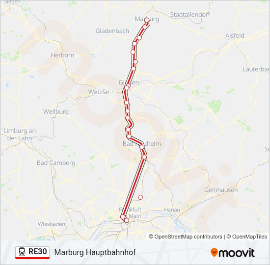RE30 Train Line Map