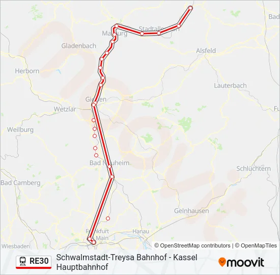 RE30 Train Line Map