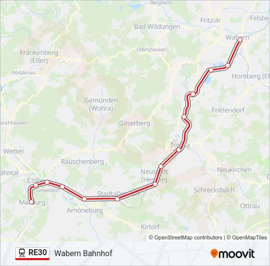 RE30 Train Line Map