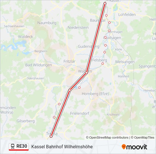 RE30 Train Line Map