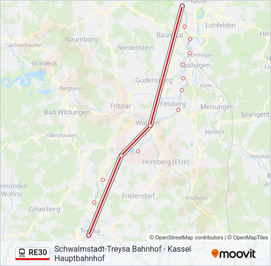 RE30 Train Line Map