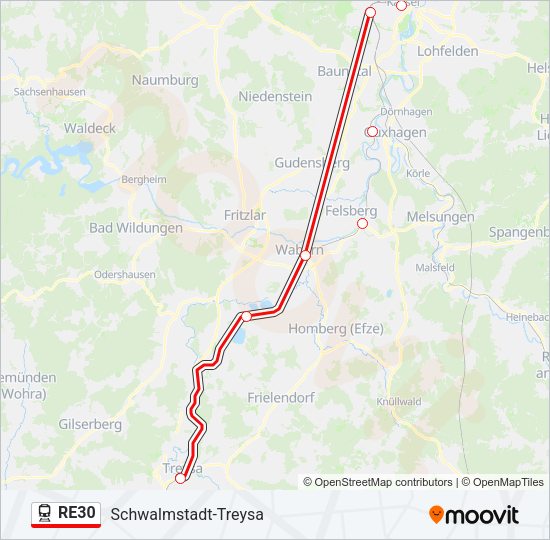 RE30 Train Line Map