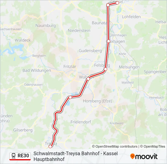RE30 Train Line Map