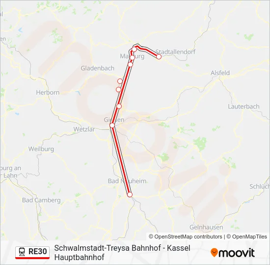 RE30 Train Line Map