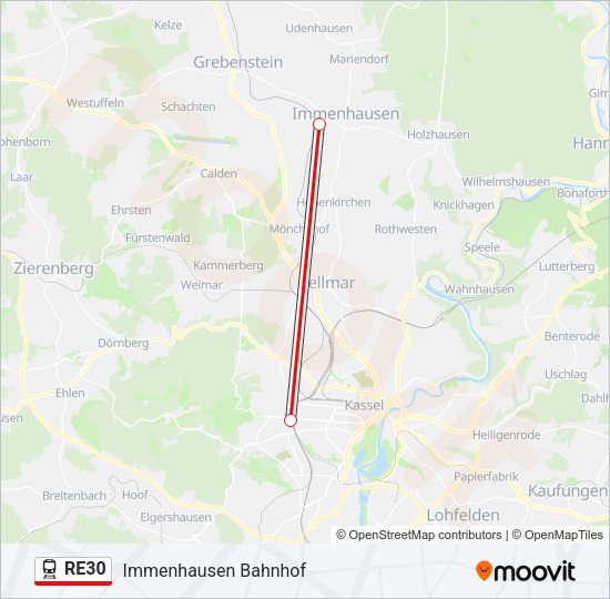 RE30 Train Line Map
