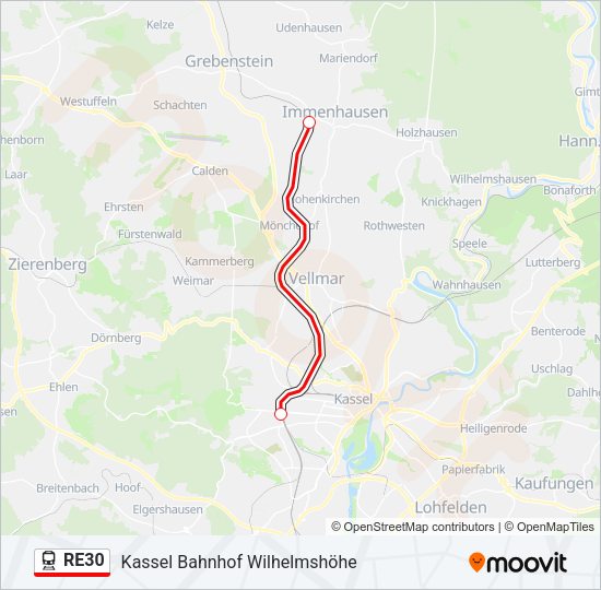 RE30 Train Line Map