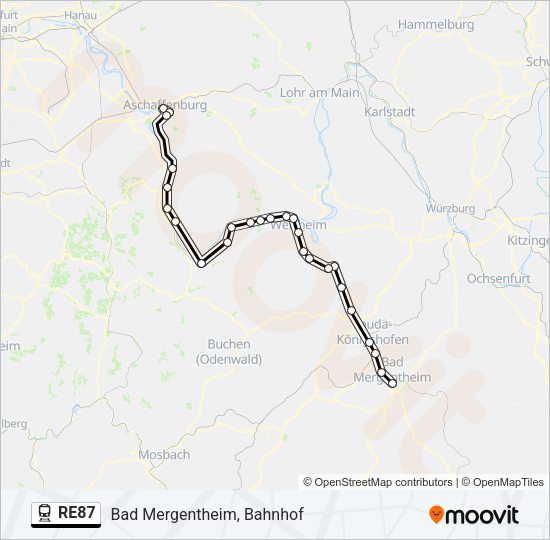 Поезд RE87: карта маршрута