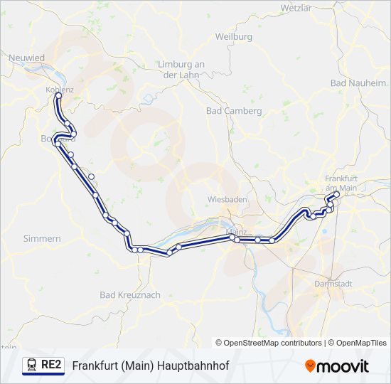 RE2 Train Line Map