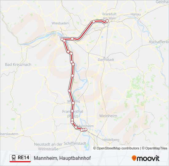 RE14 Train Line Map