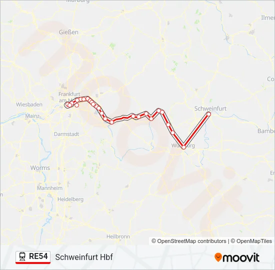 RE54 Train Line Map