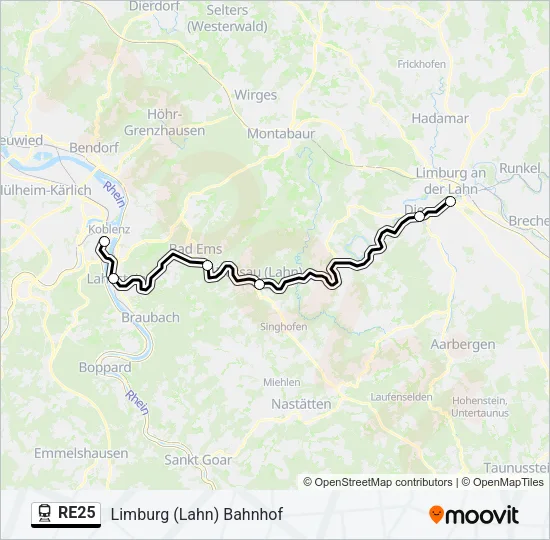 RE25 Train Line Map