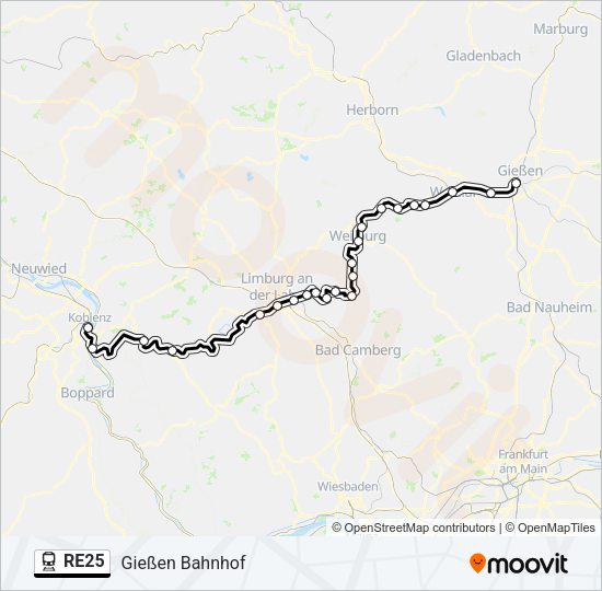 RE25 Train Line Map