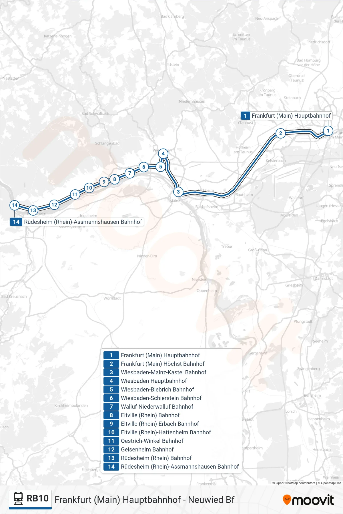 RB10 train Line (Rüdesheim (Rhein)-Assmannshausen Bahnhof) route and stops on a map