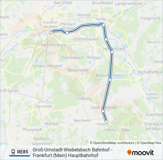 RE85 Train Line Map