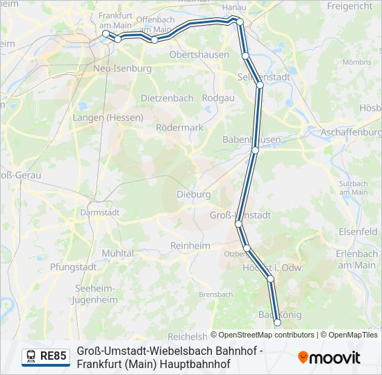 Поезд RE85: карта маршрута