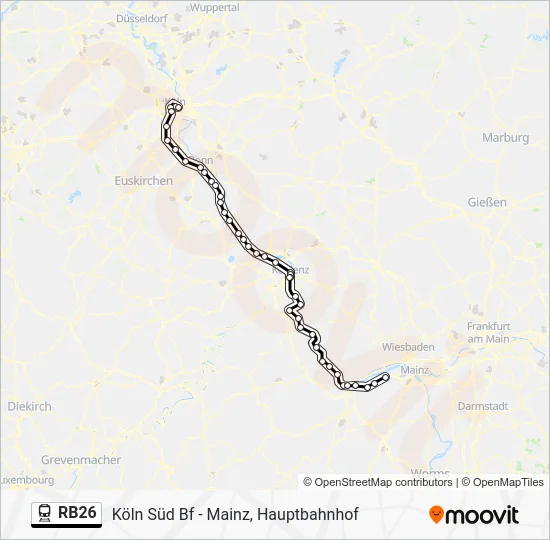 Поезд RB26: карта маршрута