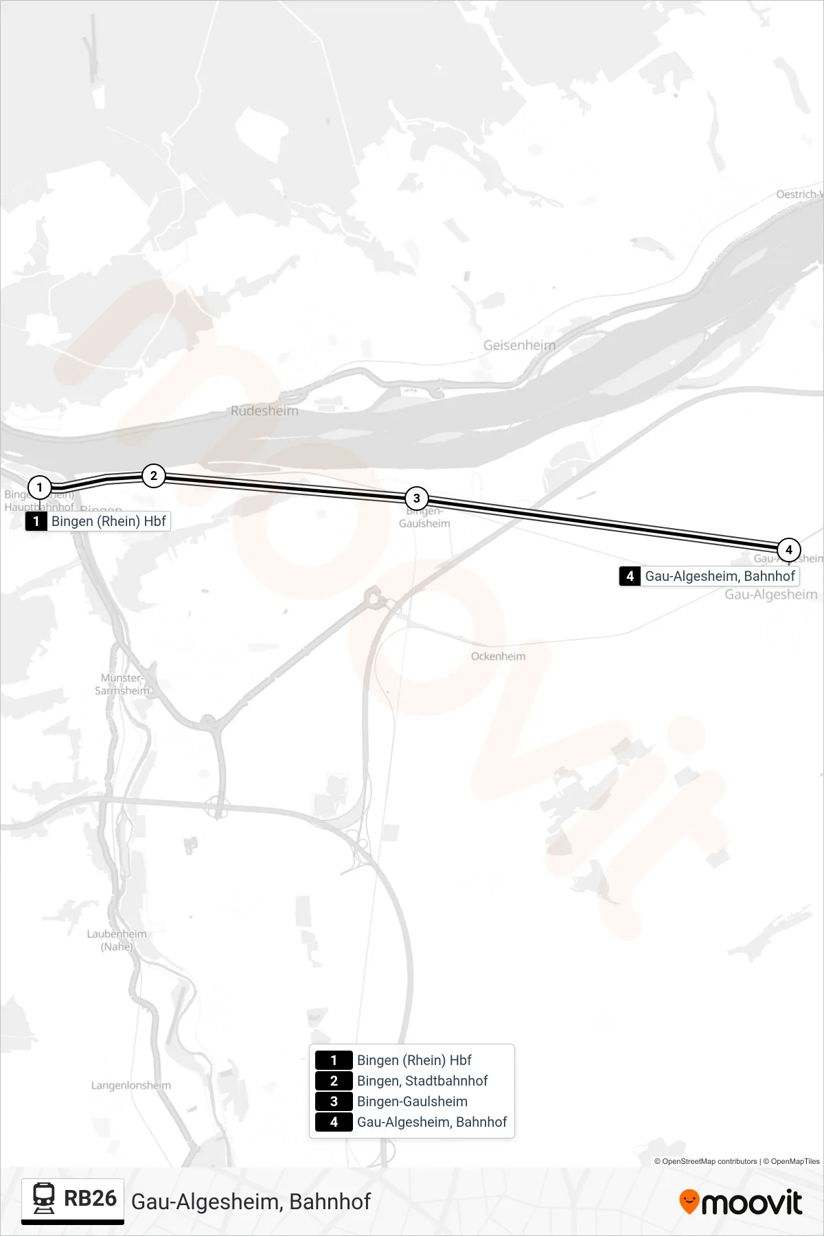 RB26 train Line (Gau-Algesheim, Bahnhof) route and stops on a map