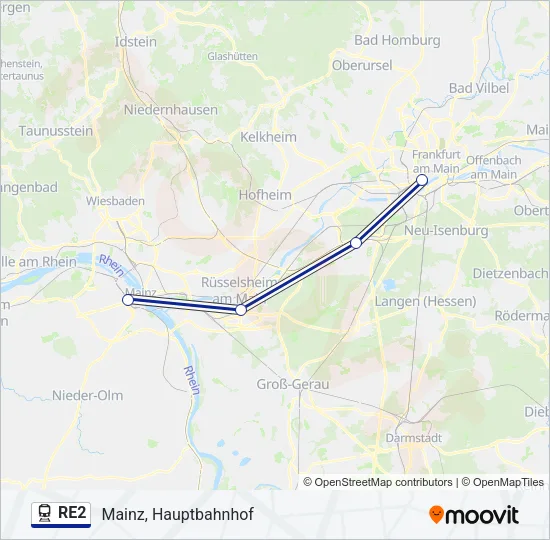Bahnlinie RE2 Karte