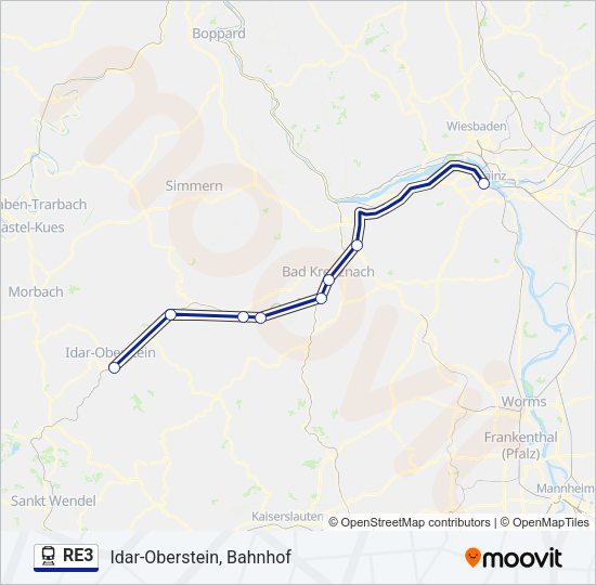 RE3 Train Line Map