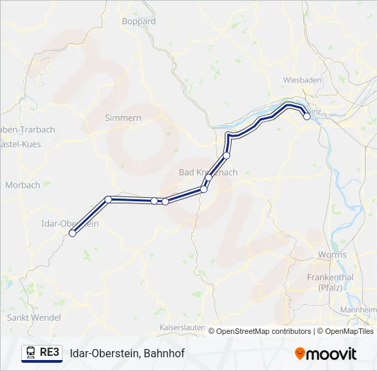 RE3 Train Line Map