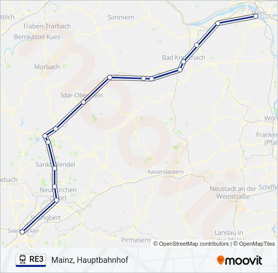 RE3 Train Line Map
