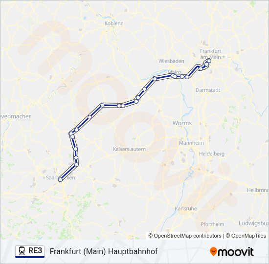 RE3 Train Line Map